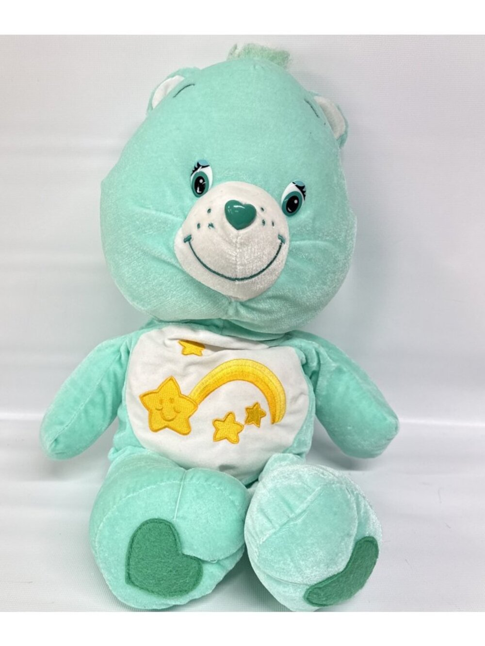 HUGE 26” Care Bears Wish Bear Jumbo Teal Green Fluffy Plush Stuffed Animal 2003